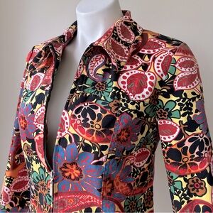 🌼 Erin London Vibrant Floral Zip-Front Lightweight Cotton Jacket, S
